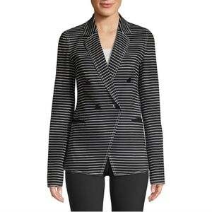 Lafayette 148 New York Devin Black White Striped Blazer Jacket